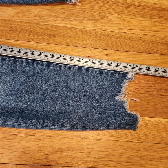 Good American Good Legs Cigarette Jeans w Distressed Hem, Blue 842, Sz 4/27 - Picture 6 of 8